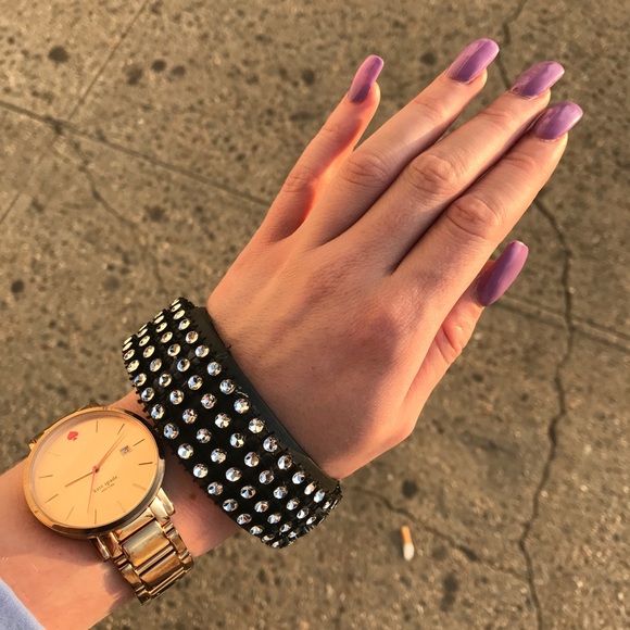 Iris Apfel RARE bangle -BRC Black Stone Bangle with crystal jewel gemstones - Picture 8 of 12